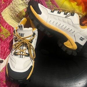 CAT White and Yellow Sneakers